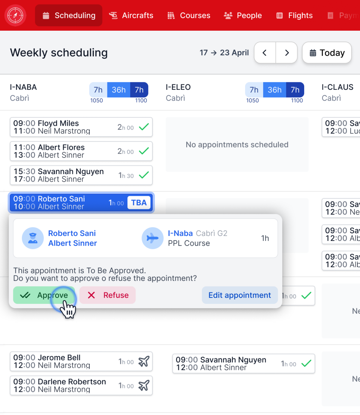 Screenshot of the management software