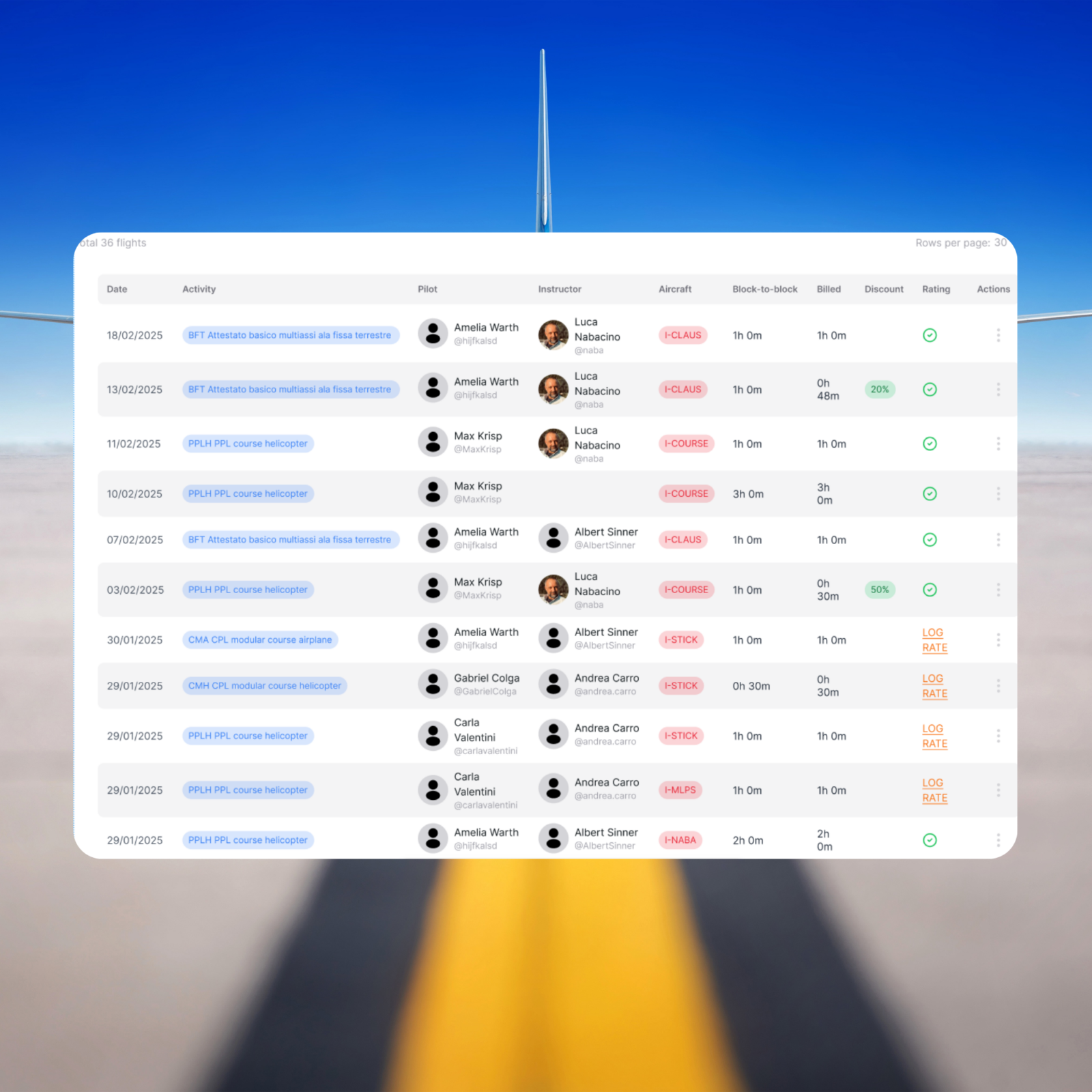 software 8 operazioni flights